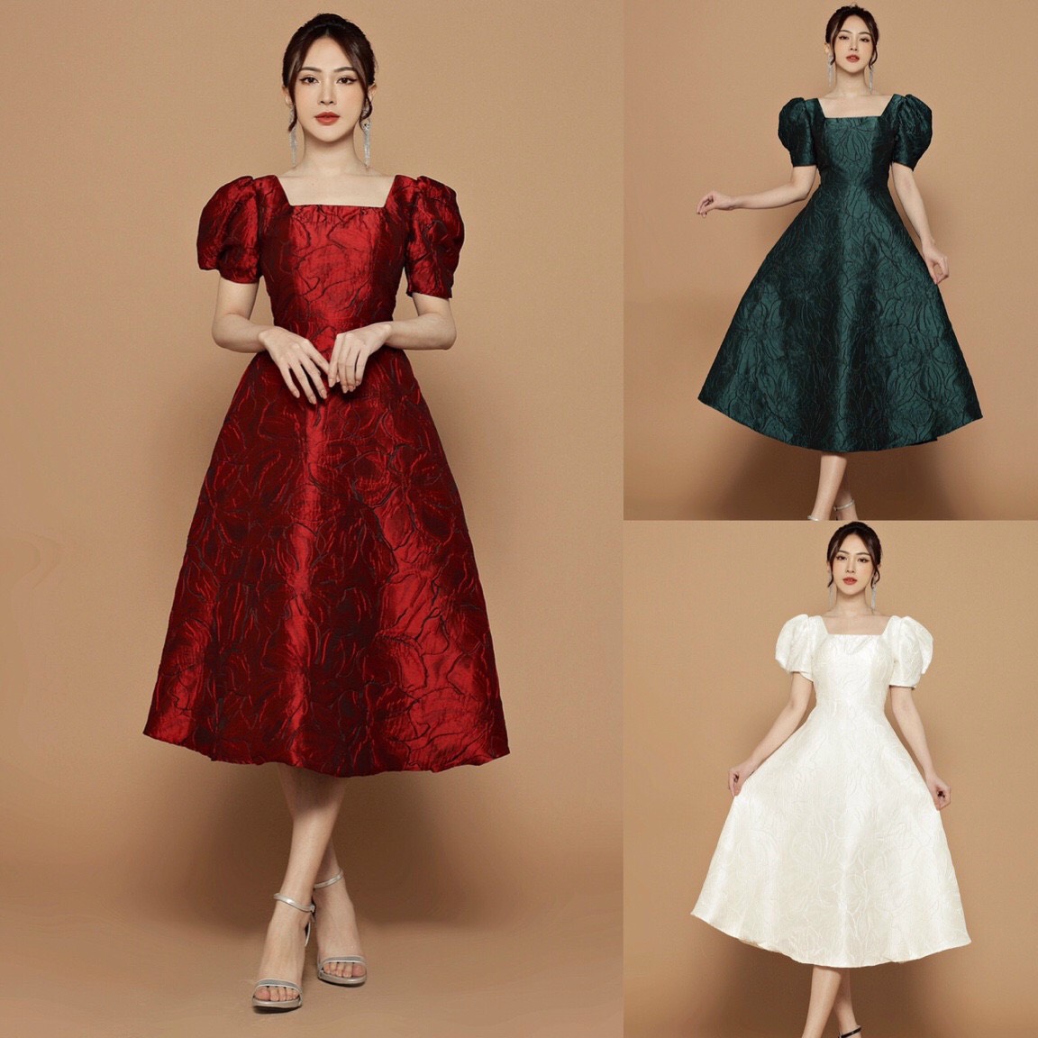 Đầm Xòe Gắm Tay Phòng - D698